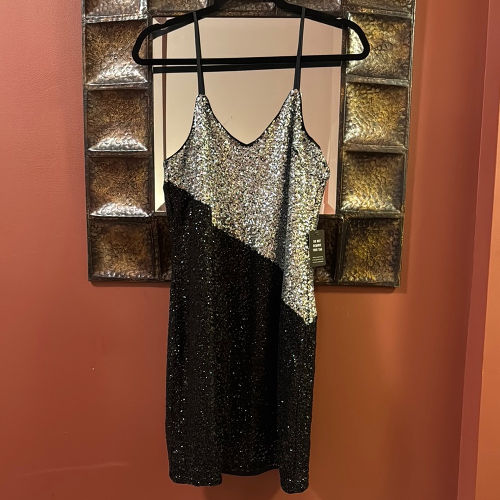 Elegant Black and Silver Sequin Dress